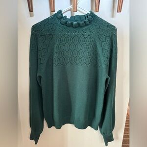 Boden Pointelle-Detailed Sweater, Emerald Night, Size Medium